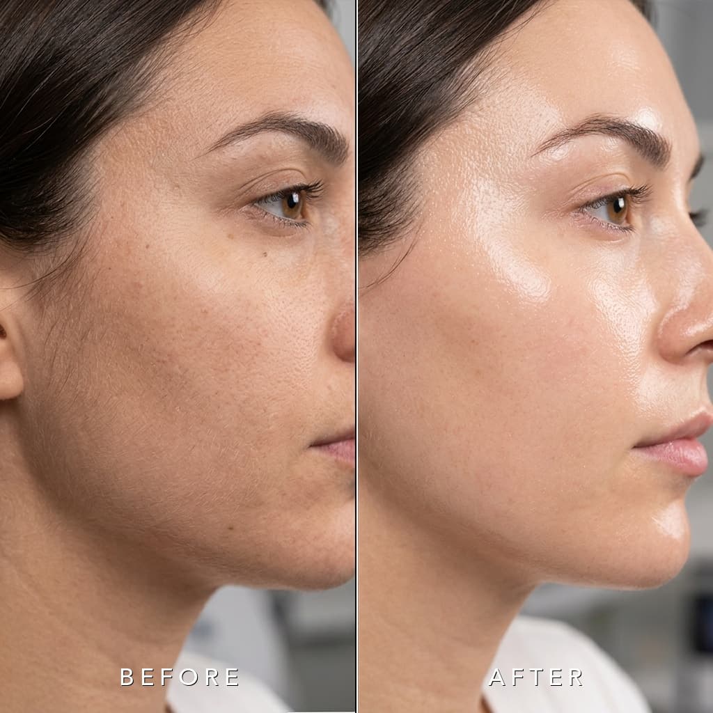 Dermaplane with Deep Hydration Glass Skin Restoration Before and After