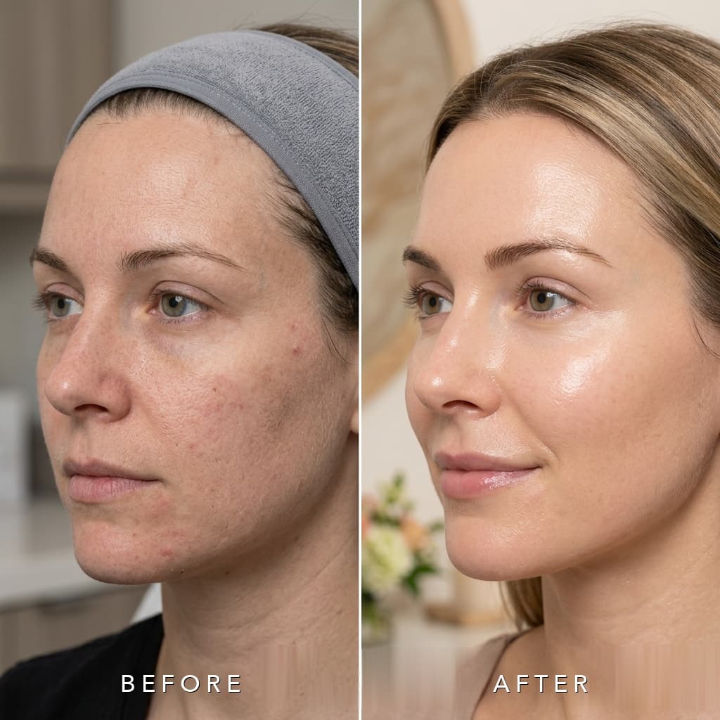 Customized Facial Treatment Before and After by Master Esthetician