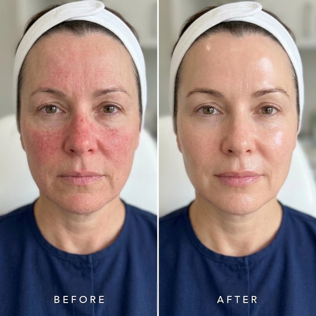 Hydrafacial Redness Reduction & Tone Evening Before and After
